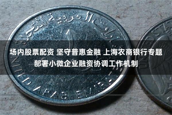 场内股票配资 坚守普惠金融 上海农商银行专题部署小微企业融资协调工作机制