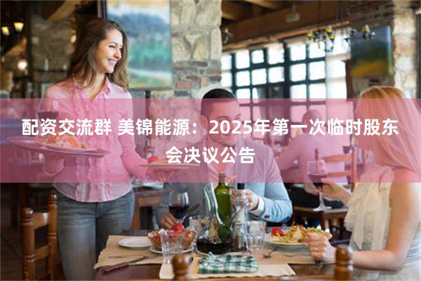 配资交流群 美锦能源：2025年第一次临时股东会决议公告